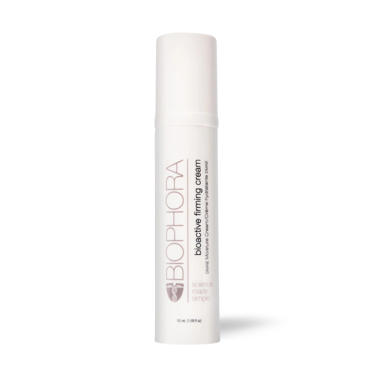 Biophora Bioactive Firming Cream with peptides, CoQ10, DMAE, and Alfalfa Extract to hydrate, firm, and restore youthful skin.