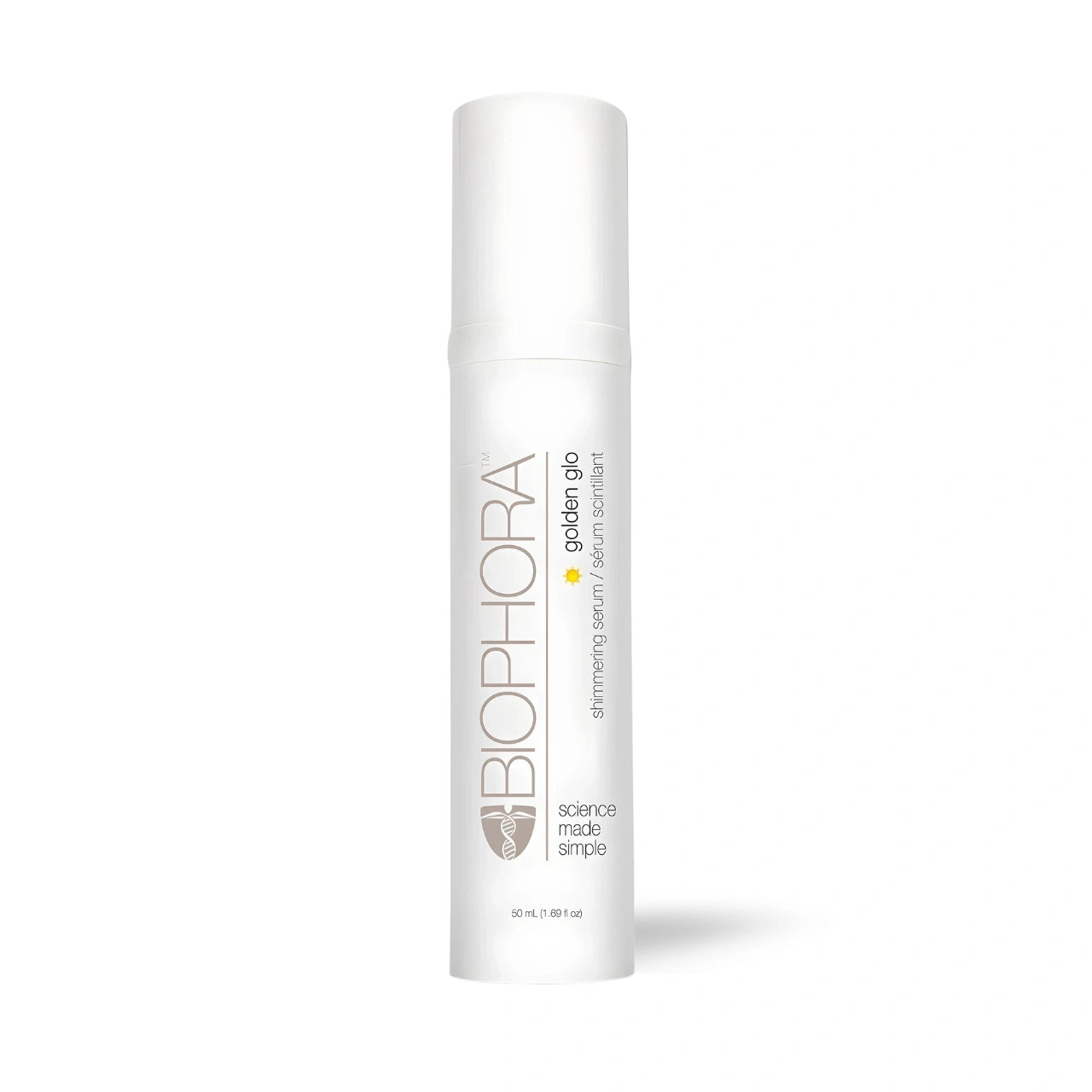 Biophora Golden Glo serum for radiant glow, hydration, and age-defying skin care.