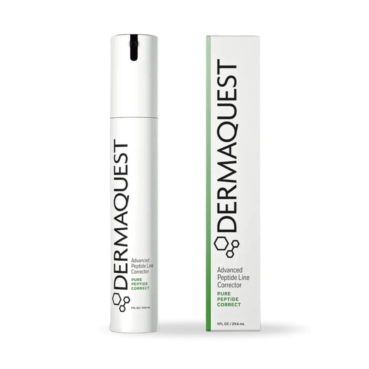 Dermaquest Advanced Peptide Line Corrector – anti-aging serum with 13 peptides, Hyaluronic Acid, and Ferulic Acid to fill wrinkles and firm skin.