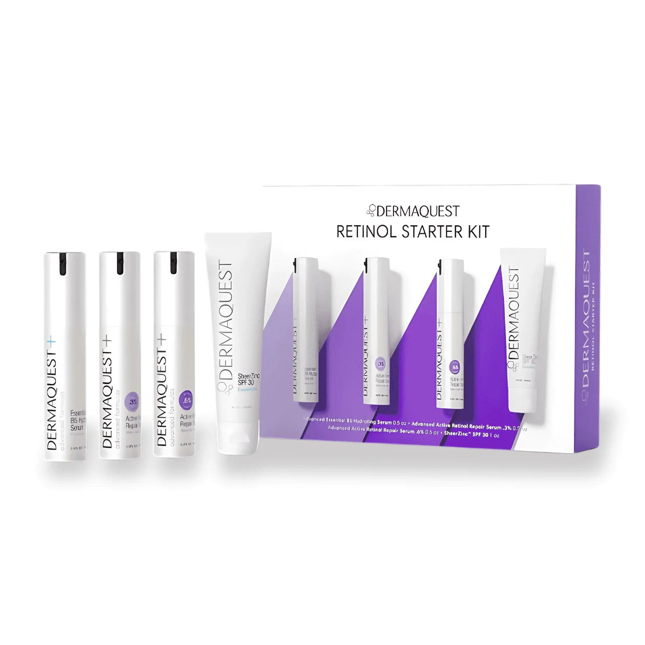 DermaQuest Retinol Starter Kit – 4-Piece Set with Hydration, Retinol Serums & SPF