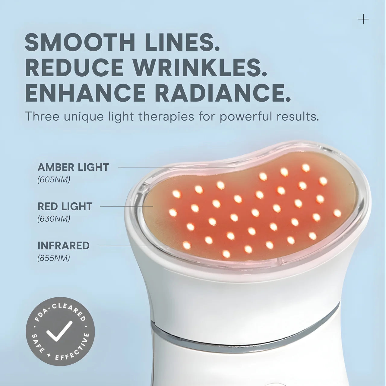 NuFACE TRINITY+ Wrinkle Reducer LED Skin Device that delivers professional red light therapy to smooth wrinkles and restore youthful radiance.
