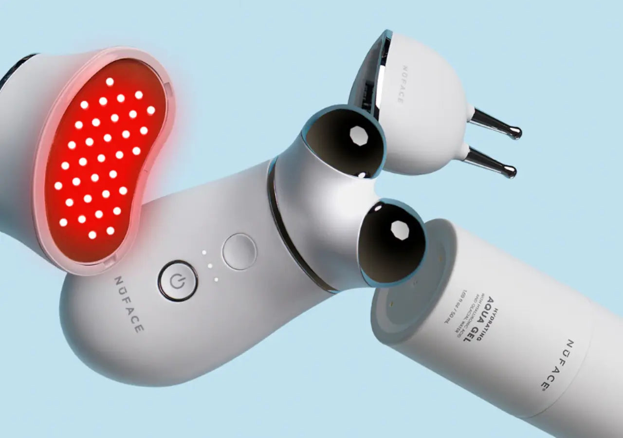 NuFACE TRINITY+ LED red light therapy reduces fine lines and wrinkles.