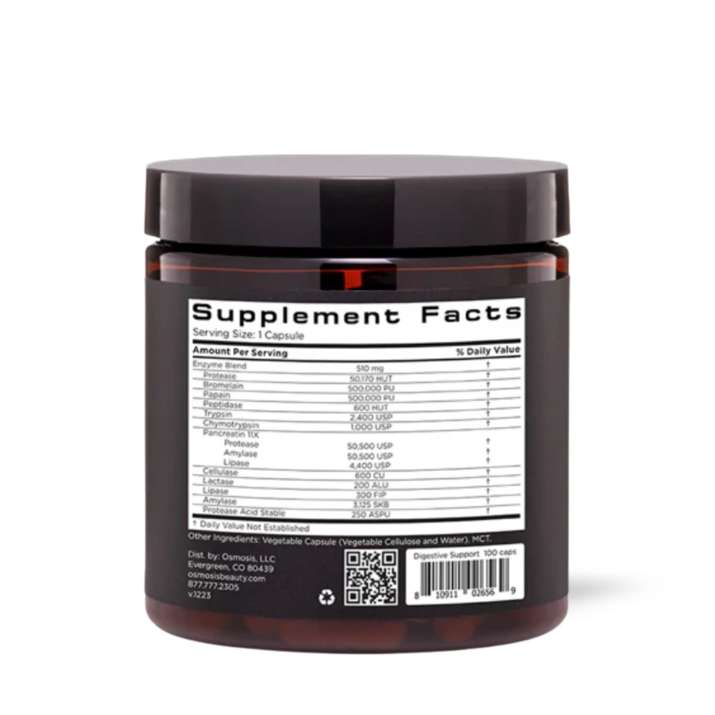 Osmosis Digestive Support supplement bottle supplement facts