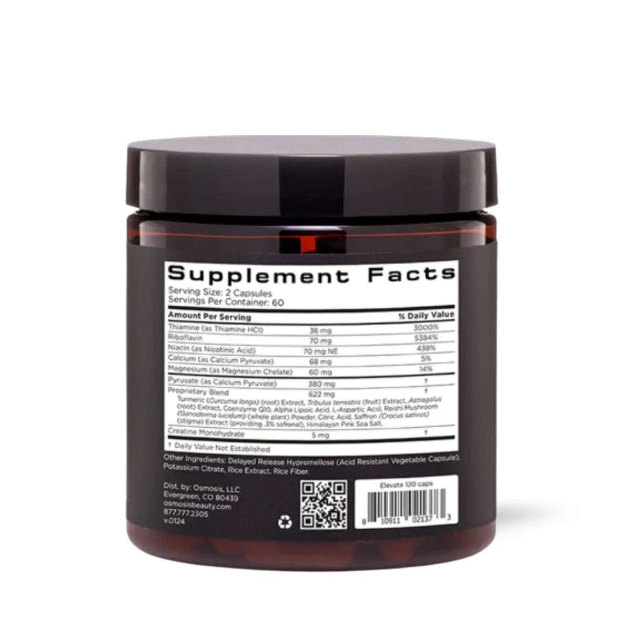 Osmosis Elevate supplement bottle back