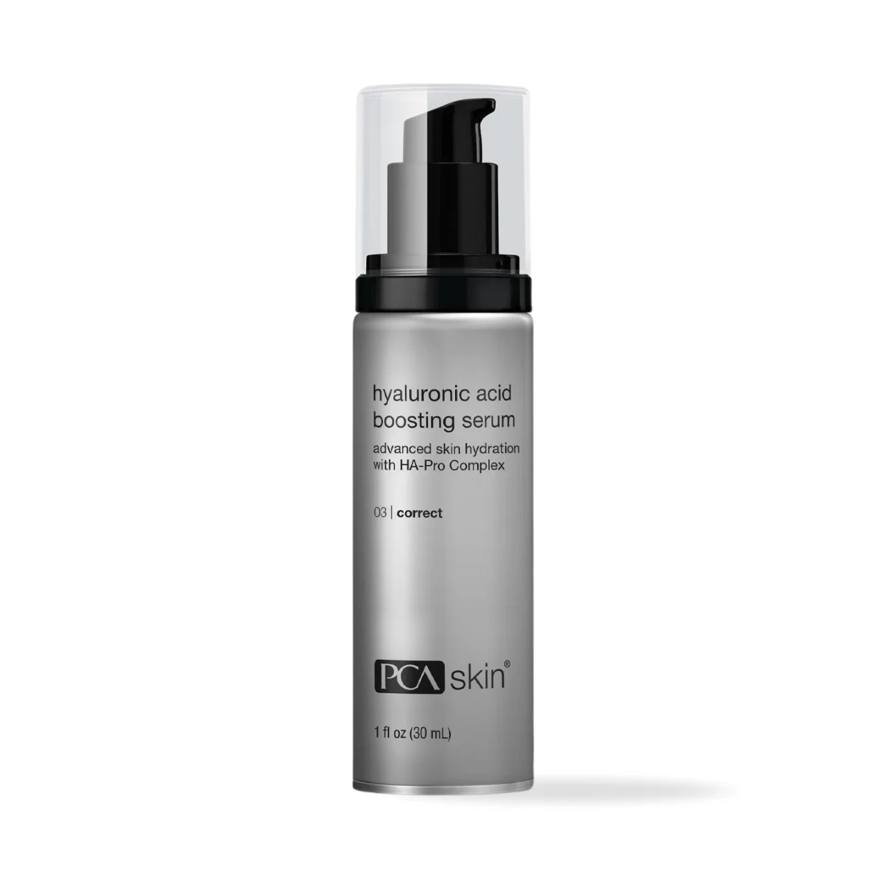 PCA Skin Hyaluronic Acid Boosting Serum delivers deep hydration, plumps fine lines, and strengthens the skin barrier for long-lasting moisture.