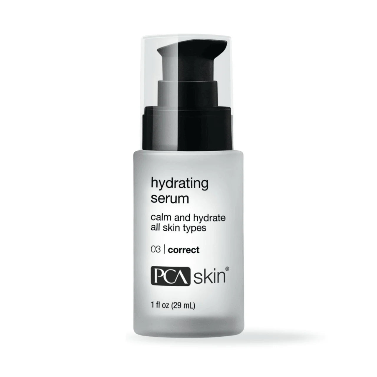 PCA Skin Hydrating Serum with hyaluronic acid and niacinamide for deep hydration, plumper skin, and moisture barrier support.