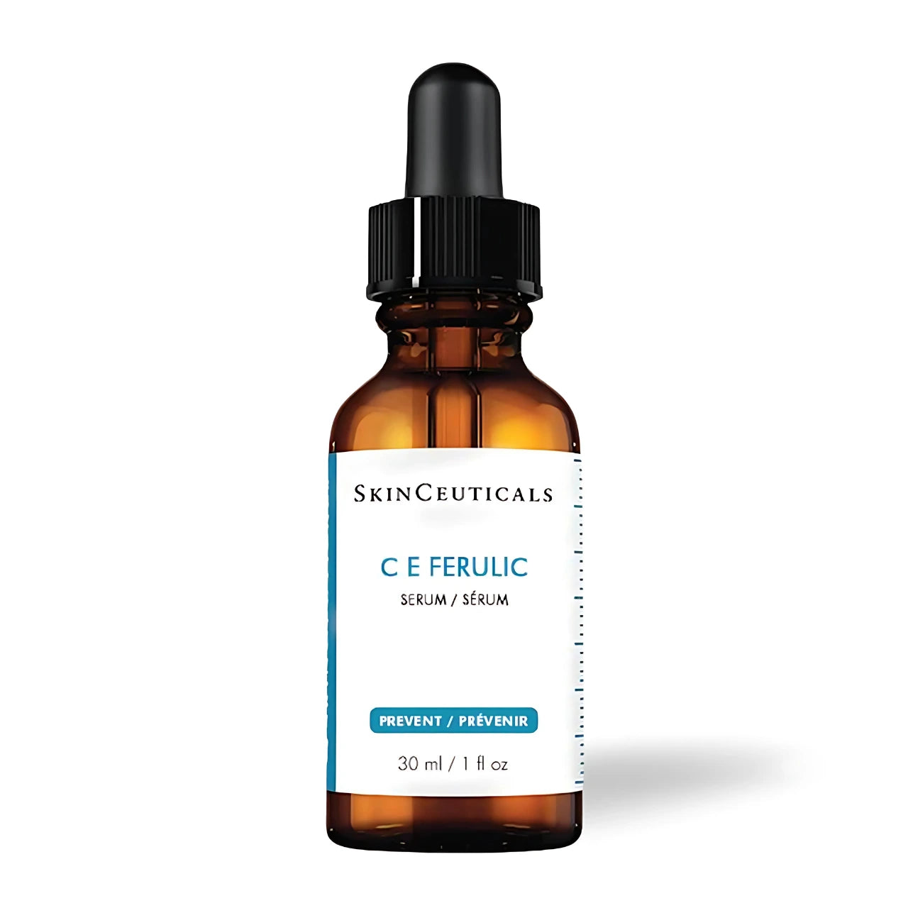 SkinCeuticals C E Ferulic with 15% L-ascorbic acid, vitamin E, and ferulic acid for advanced antioxidant protection, brightening, and anti-aging.