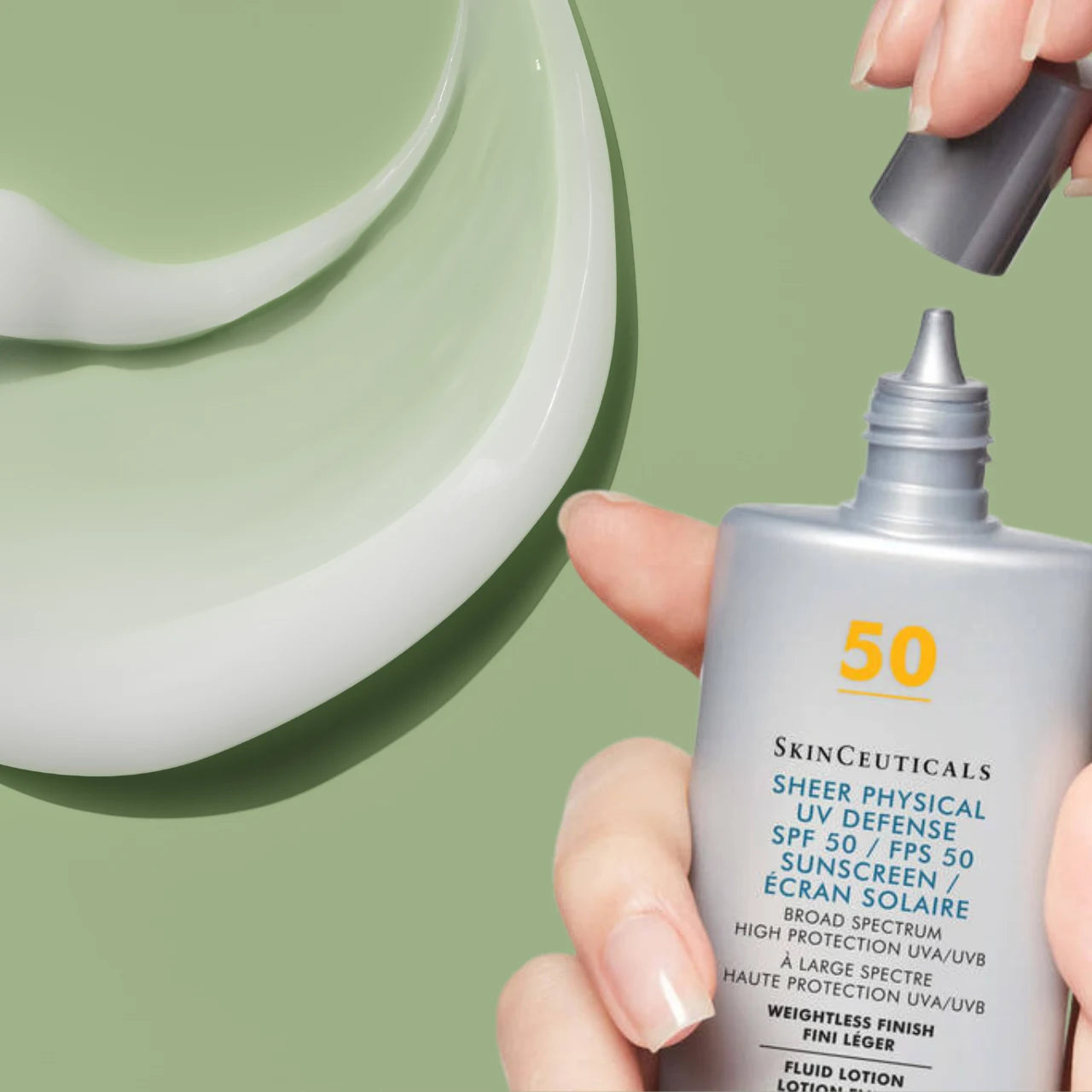 SkinCeuticals Sheer Physical UV Defense SPF 50 helps strengthen the skin’s natural defenses against UV- and heat-induced stress with artemia salina.
