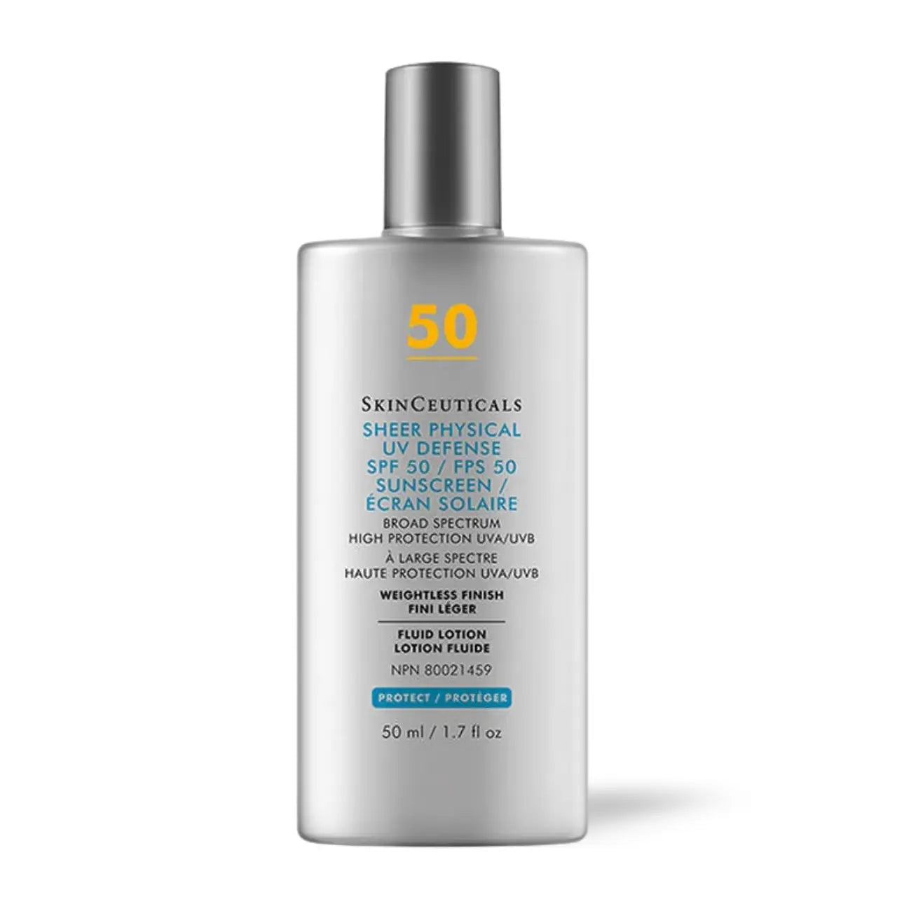 SkinCeuticals Sheer Physical UV Defense SPF 50 is a sheer, 100% mineral sunscreen that offers broad-spectrum protection with a lightweight, matte finish.