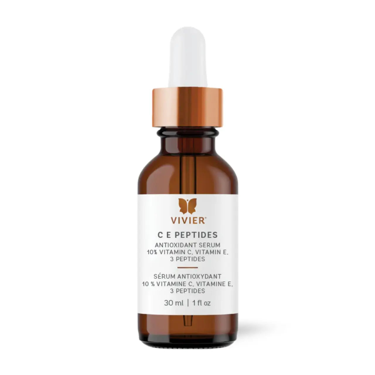 Vivier® C E Peptides serum with Vitamin C, Vitamin E, and peptides for brightening, hydration, and anti-aging benefits.