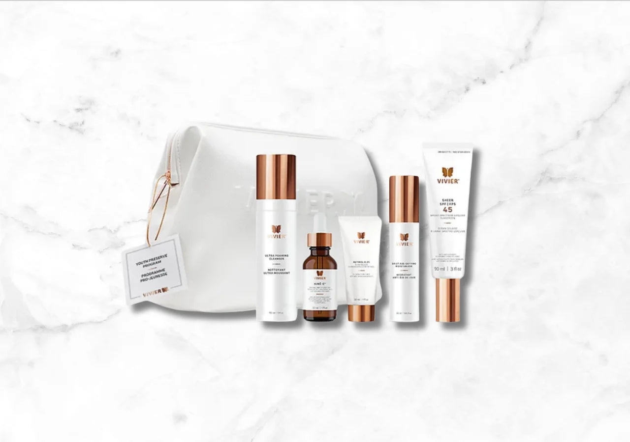 Daily Age-Defying Moisturizer and SHEER SPF 45 deeply hydrate and protect skin.