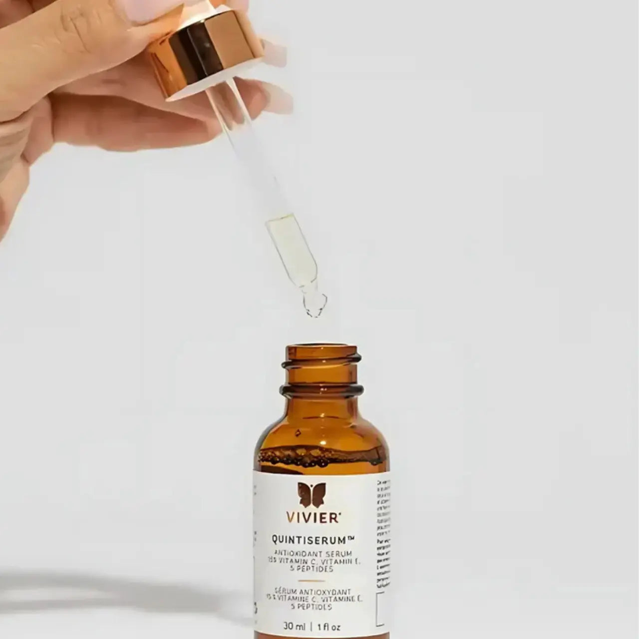 Vivier® QuintiSerum™ anti-aging serum with Vitamin C, Vitamin E, and peptides to reduce wrinkles, boost collagen, and firm skin.