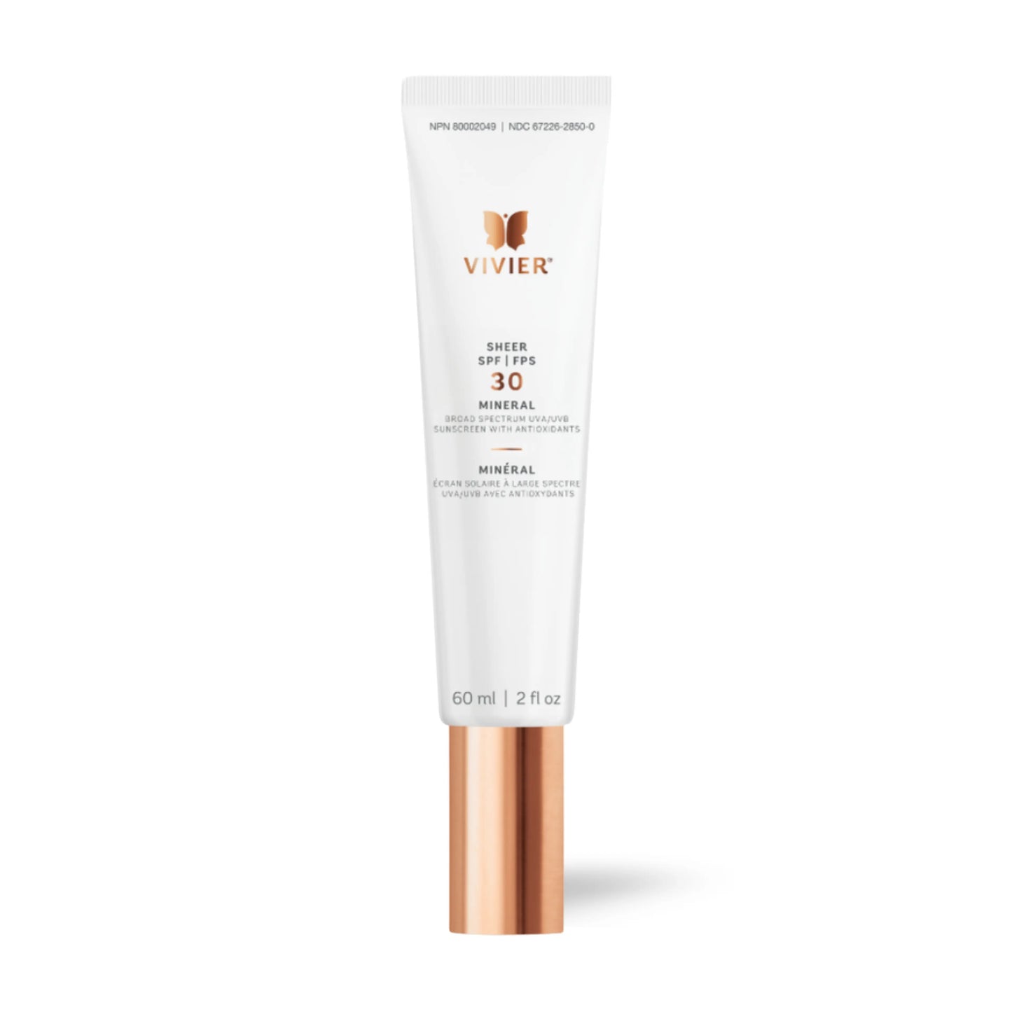 Vivier SHEER SPF 30 Mineral Sunscreen – Lightweight, 100% mineral UV protection with Vitamin C & E for hydrated, radiant skin.