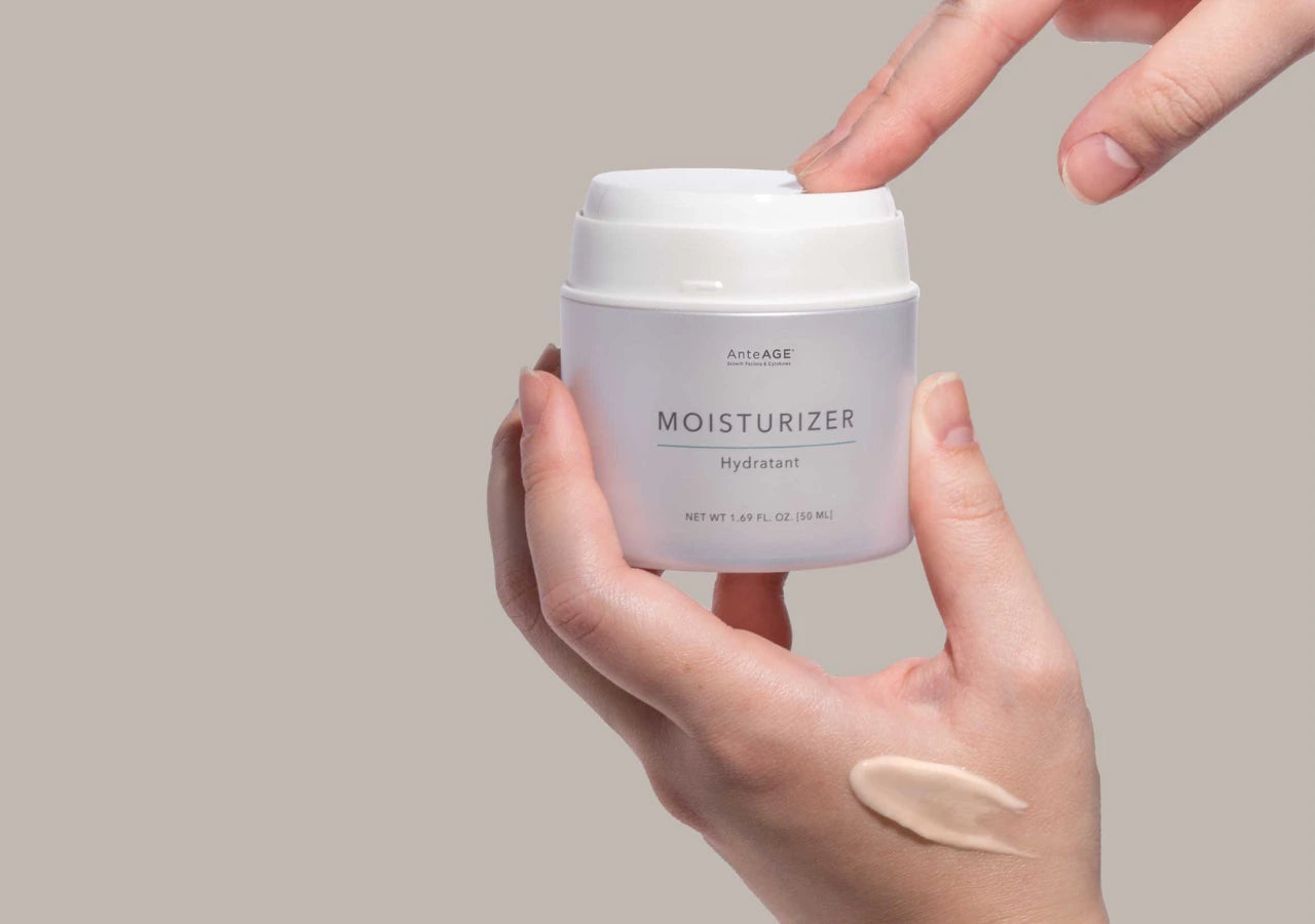 AnteAGE Moisturizer product image, showcasing a hydrating, barrier-repairing cream with ceramides, antioxidants, and anti-inflammatory ingredients.