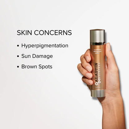 Alastin A-LUMINATE Brightening Serum™ helps even skin tone, diminish dark spots, and improve overall skin clarity and brightness.