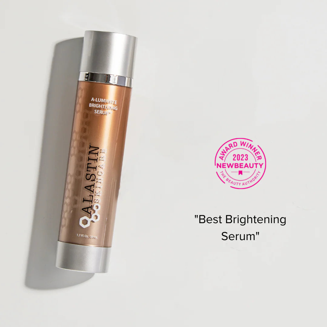 Alastin A-LUMINATE Brightening Serum™ enhances skin radiance, reduces discoloration, and supports a luminous, youthful glow.