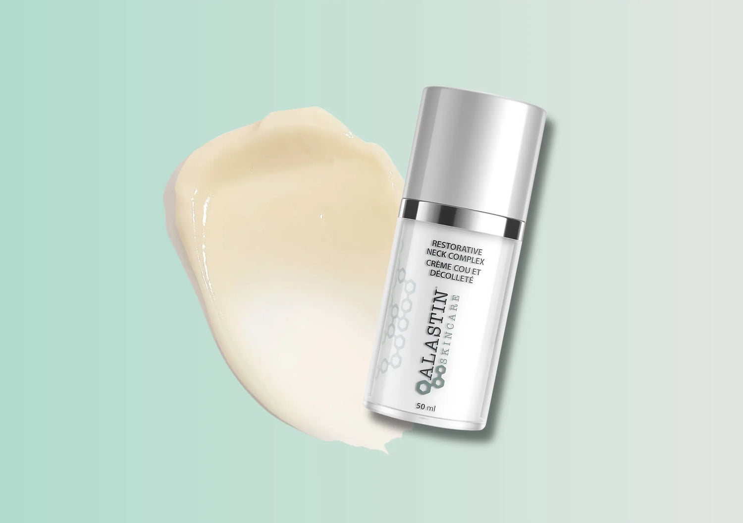 Hydrating neck cream with flax seed extract and shea butter to smooth crepey skin