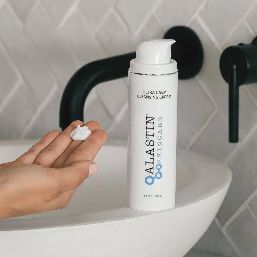 Alastin Ultra Calm Cleansing Cream delivers hydration support with snow mushroom, oat protein, and panthenol to keep skin soft and nourished.