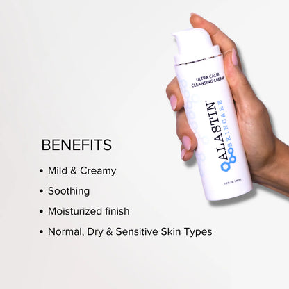 Alastin Ultra Calm Cleansing Cream for sensitive and post-treatment skin, offering gentle cleansing, hydration, and soothing comfort.