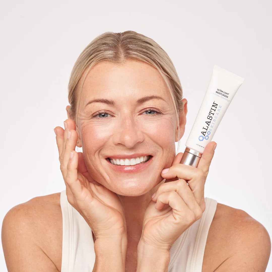 Alastin Ultra Light Moisturizer with TriHex Technology® supports collagen and elastin renewal to smooth fine lines and improve skin firmness.