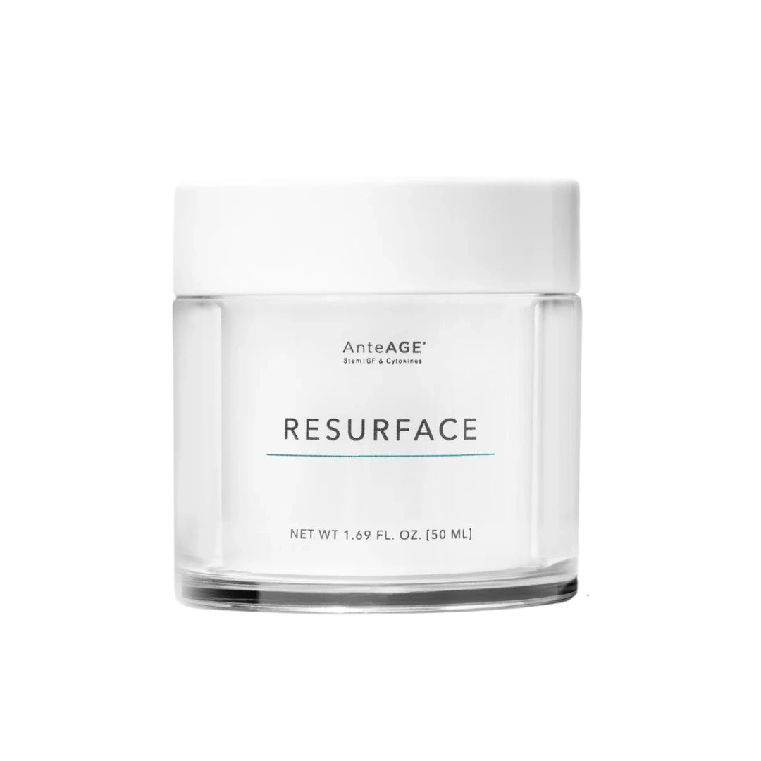 AnteAGE Resurface exfoliating polish with polylactic acid and bamboo stem powder for gentle exfoliation, brightening, and smoothing all skin types.