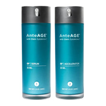 AnteAGE System with serum and accelerator, an advanced regenerative skincare kit featuring Stem Cytokines™, peptides, and antioxidants for anti-aging and hydration.