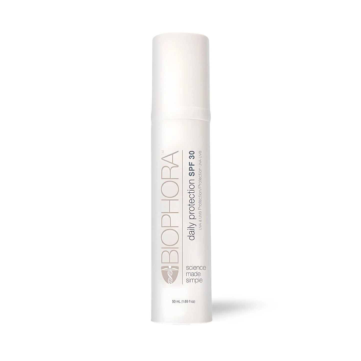 Biophora Daily Protection SPF 30 lightweight sunscreen with Titanium Dioxide, Aloe Vera, and Vitamin E