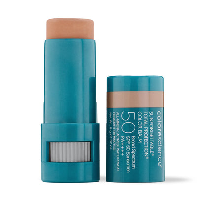 Colorescience Sunforgettable Total Protection Color Balm SPF 50 in Glow - Radiant champagne shimmer for cheeks, lips, and eye lids.