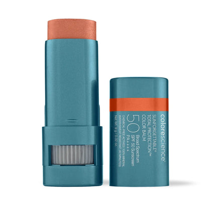 Colorescience Sunforgettable Total Protection Color Balm SPF 50 in Golden Hour - Warm Pearlescent Coral for Lips, Cheeks & Eyes