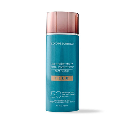 Colorescience Sunforgettable® Total Protection® Face Shield Flex SPF 50 – tone-adapting mineral sunscreen with buildable coverage and SPF 50.