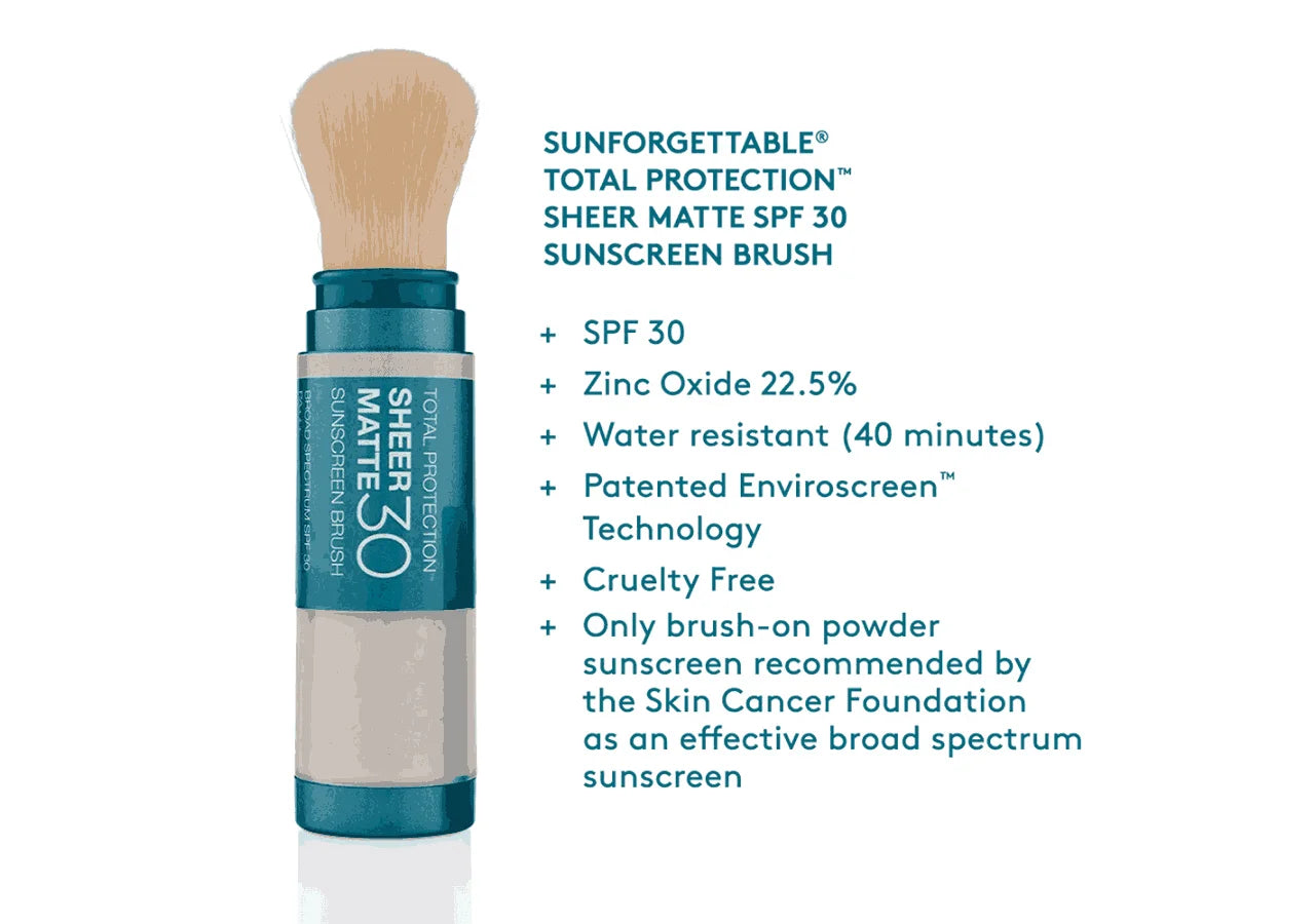 Colorescience Sunforgettable® Sheer Matte SPF 30 – 100% Mineral, Oil-Absorbing Sunscreen with Shine Control and Broad-Spectrum UV & Blue Light Protection