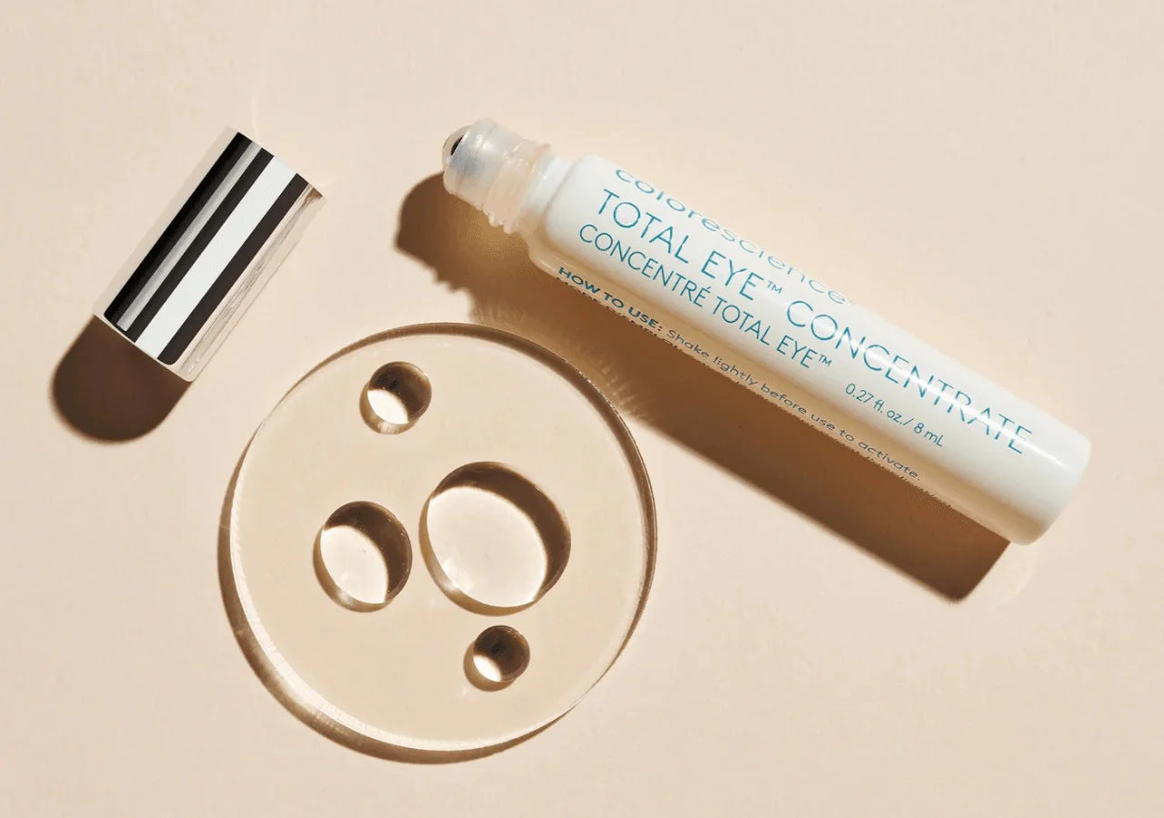 Colorescience Total Eye® Concentrate Serum brightens and refreshes tired eyes, reducing dark circles and enhancing radiance with powerful peptides.