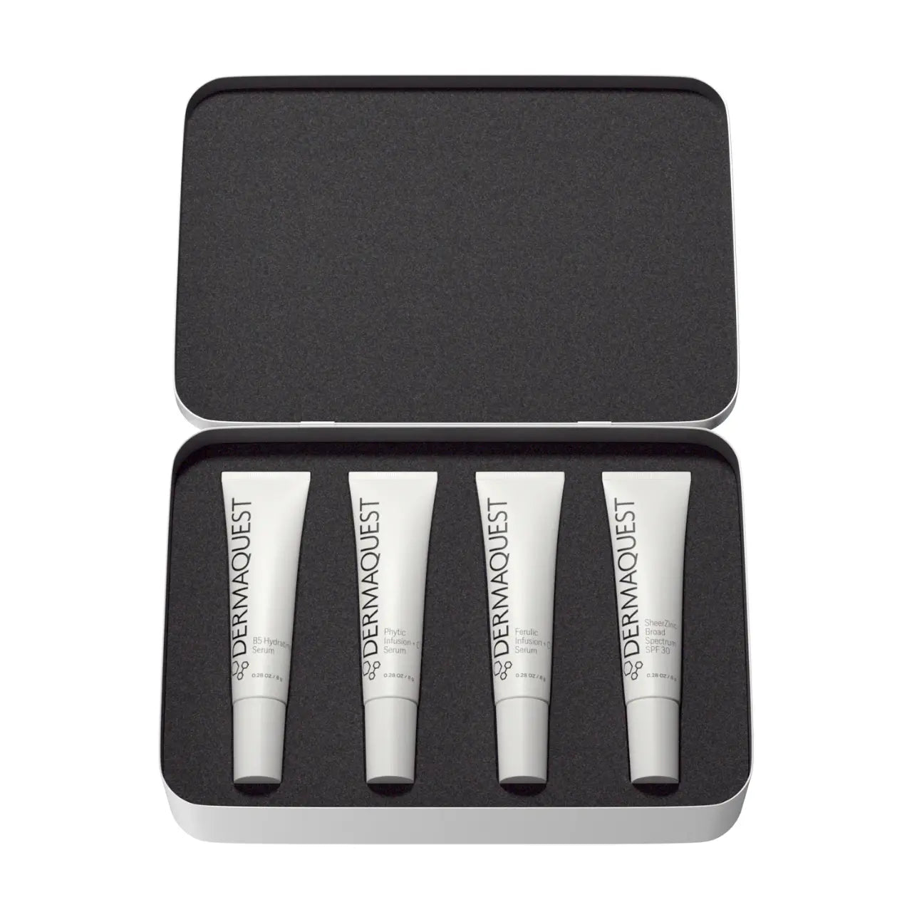 DermaQuest C Infusion Kit featuring Advanced B5, Phytic + C, Ferulic + C serums and SPF for brightening and repairing skin.