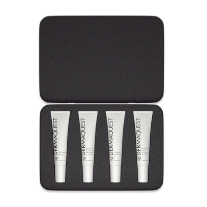 DermaQuest Essentials Kit featuring four essential skincare products for daily hydration, repair, and UV protection.