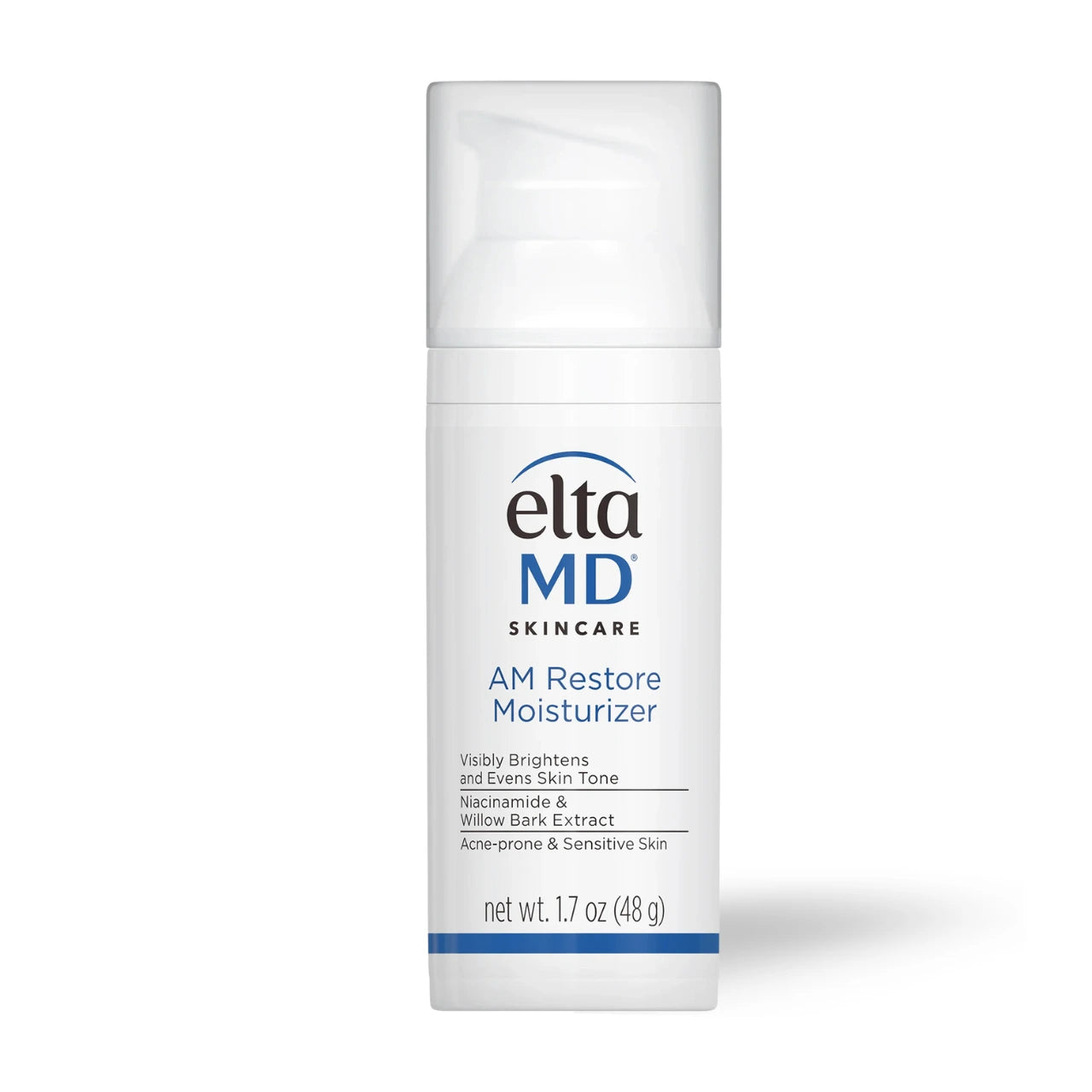 EltaMD AM Restore Moisturizer hydrates, brightens, and smooths skin with Niacinamide, Willow Bark Extract, and Hyaluronic Acid, perfect for oily and sensitive skin.