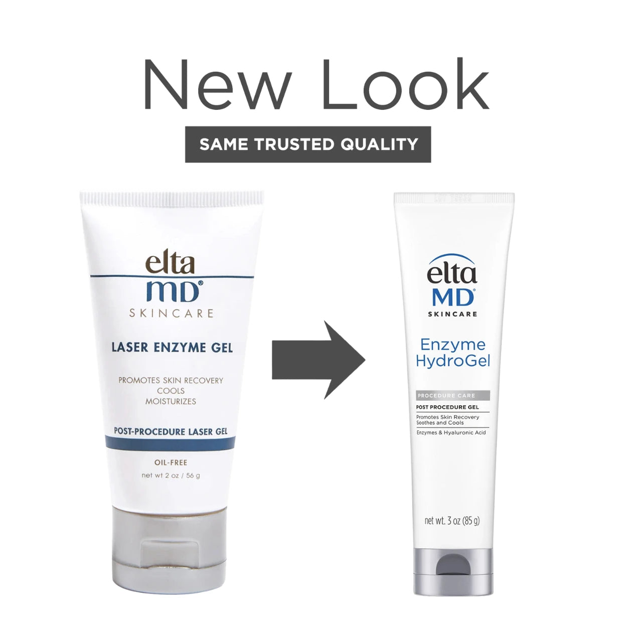 EltaMD Enzyme HydroGel, now with a new look, is a soothing, hydrating gel designed for post-procedure recovery, reducing irritation and promoting skin comfort.