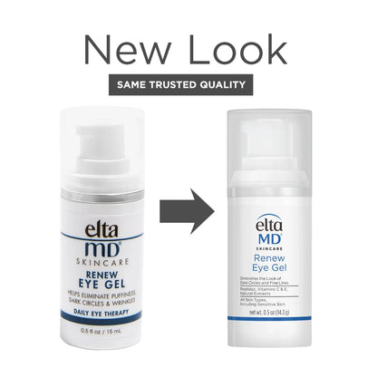 EltaMD Renew Eye Gel’s new look reduces puffiness, dark circles, and fine lines while hydrating and brightening the eye area for a youthful, refreshed appearance.