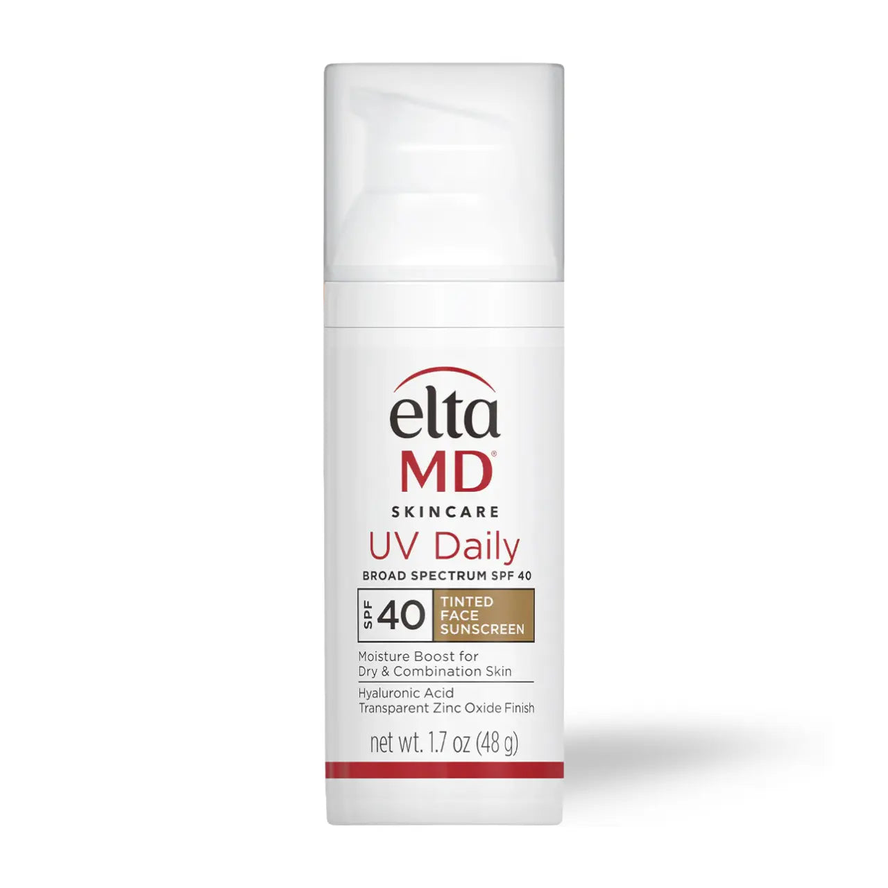 EltaMD UV Daily Tinted Broad-Spectrum SPF 40 is a lightweight, hydrating sunscreen with hyaluronic acid and zinc oxide for daily sun protection and skin nourishment.