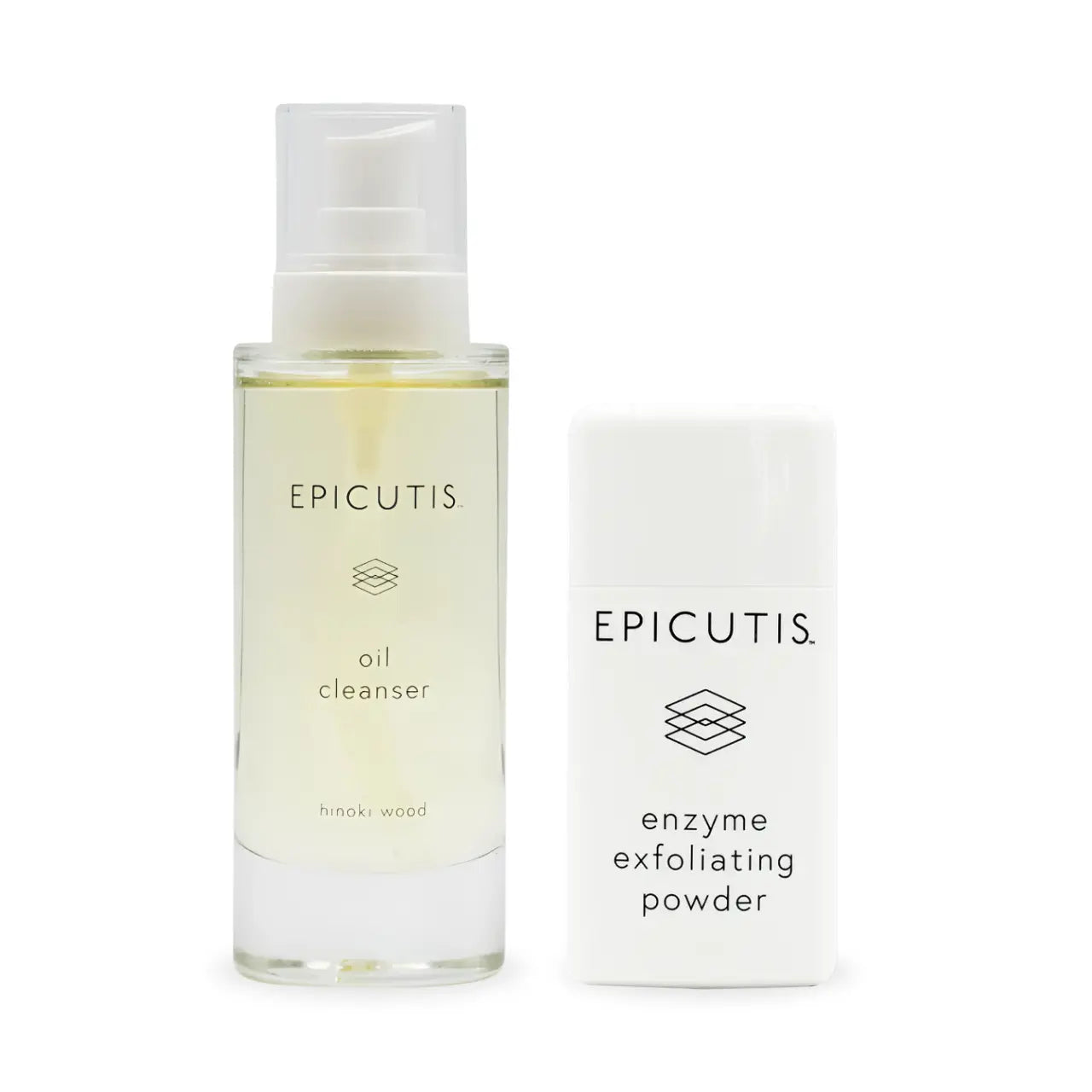 Epicutis™ Cleansing Essentials Set with Oil Cleanser and Enzyme Exfoliating Powder for gentle cleansing and exfoliation.