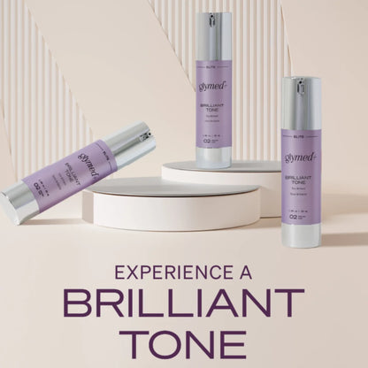 GlyMed Plus Brilliant Tone Advanced Brightening Serum – Formulated with vitamin C, niacinamide, and glycolic acid to fade dark spots, smooth skin texture, and enhance radiance. Ideal for nighttime use; apply daily SPF. Suitable for all skin types.