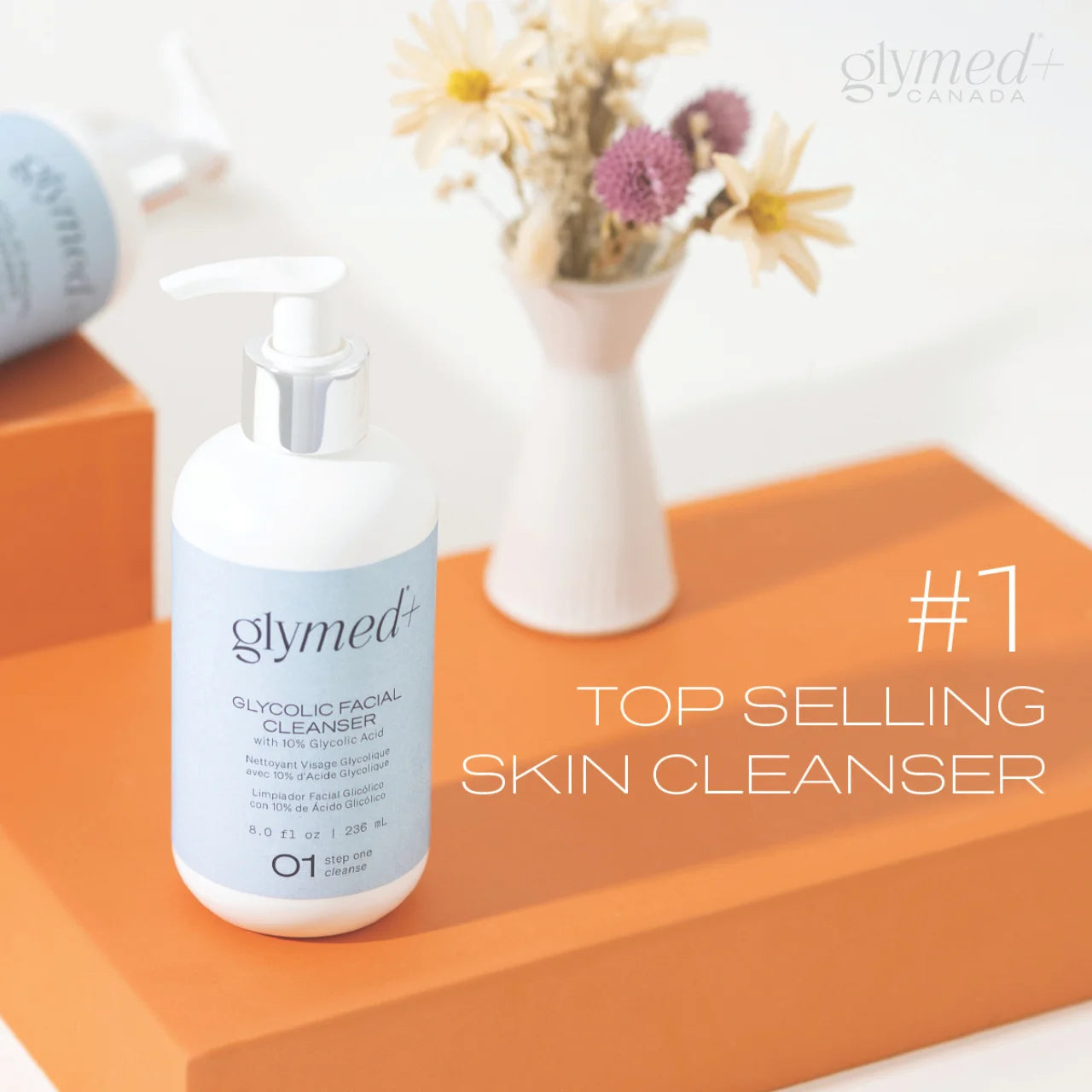 GlyMed Plus Glycolic Cleanser preps skin by removing dead cells, enhancing absorption of skincare actives.