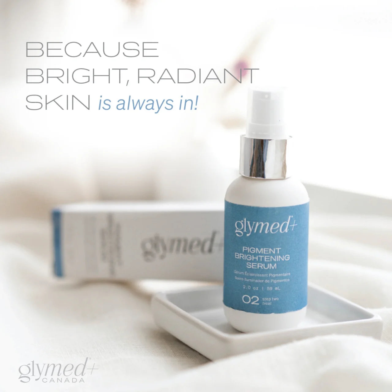 GlyMed Pigment Brightening Serum delivers gradual, long-term results for brighter, more even-toned skin over time.