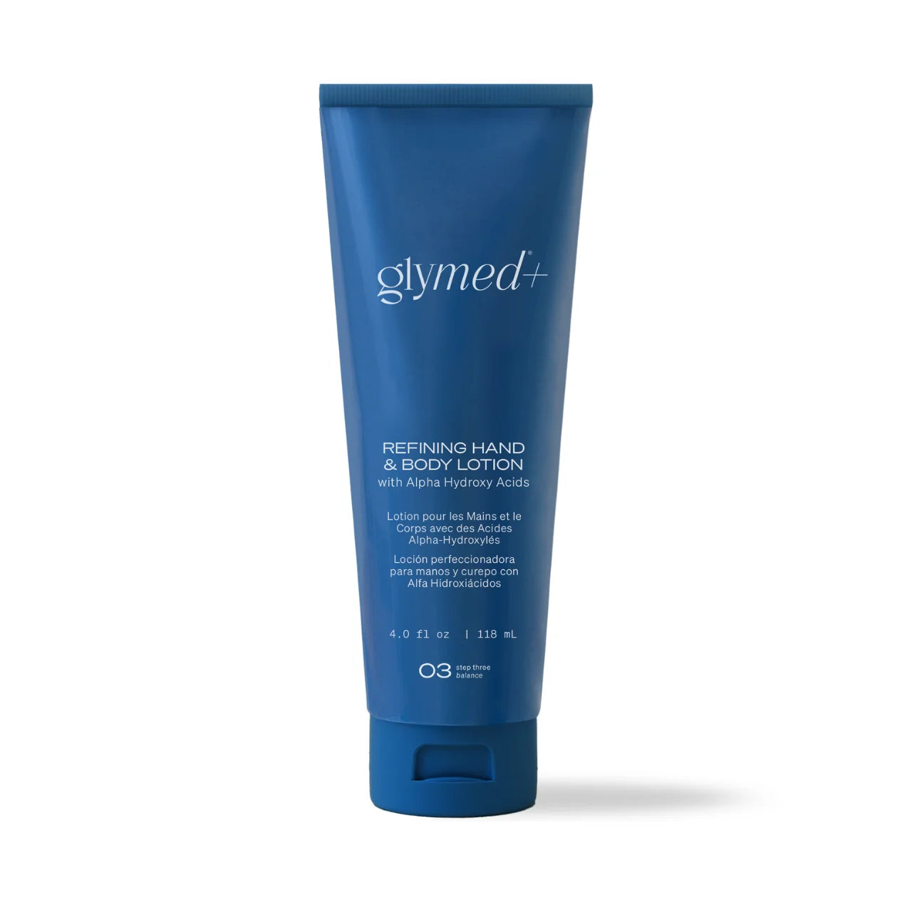 Refining Hand & Body Lotion by GlyMed Plus - Triple AHA formula exfoliates, hydrates, and brightens. Reduces fine lines, dark spots, and uneven texture.