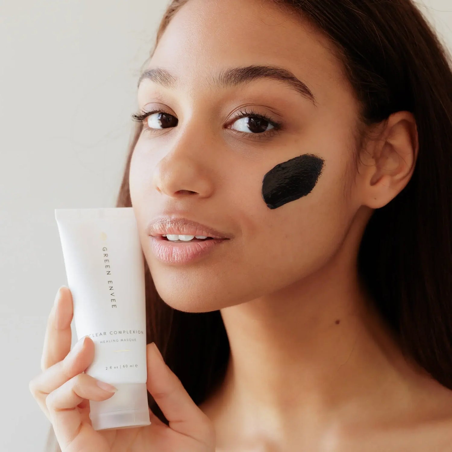 Green Envee Clear Complexion Healing Masque deeply cleanses pores and clears impurities for a smoother, clearer complexion.