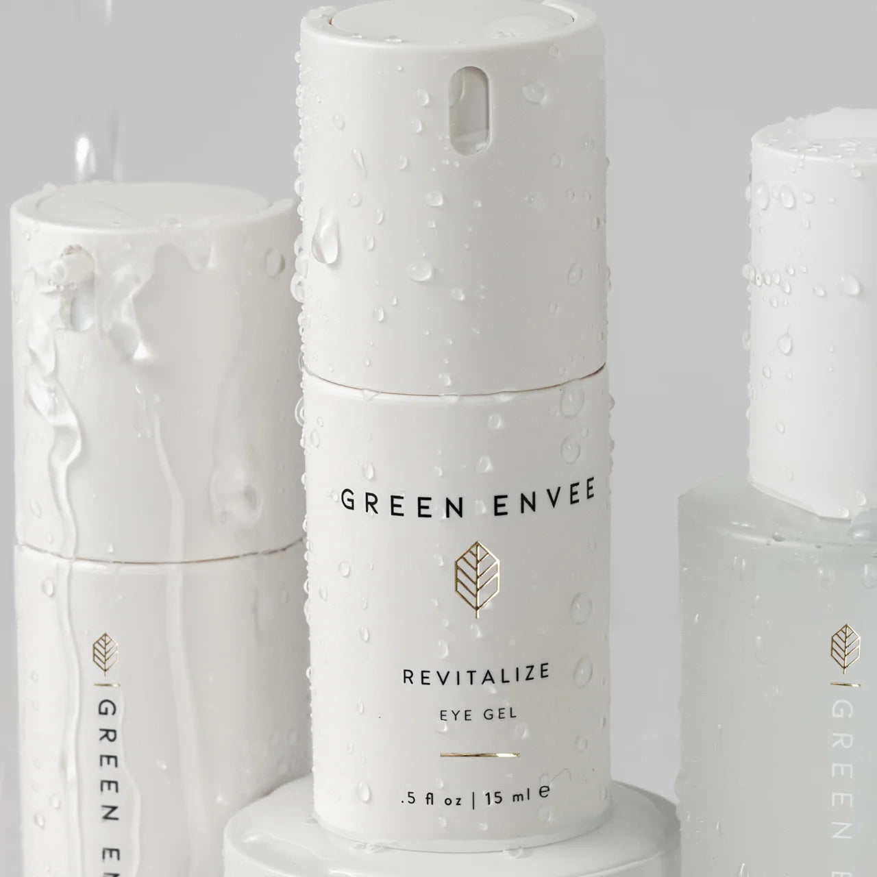 Green Envee Revitalize Eye Gel delivers cooling hydration to soothe and refresh the delicate under-eye area.