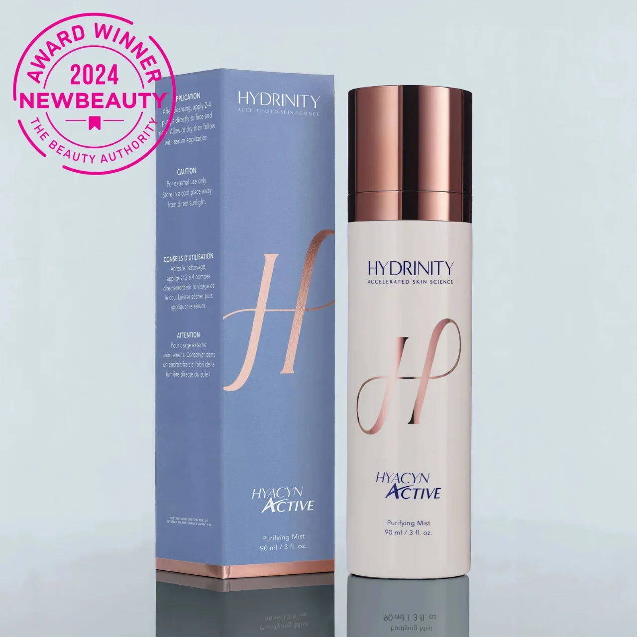 Hydrinity Hyacyn Active helps purify and protect skin, combating acne, scars, and bacteria while strengthening the skin barrier for a clearer complexion.