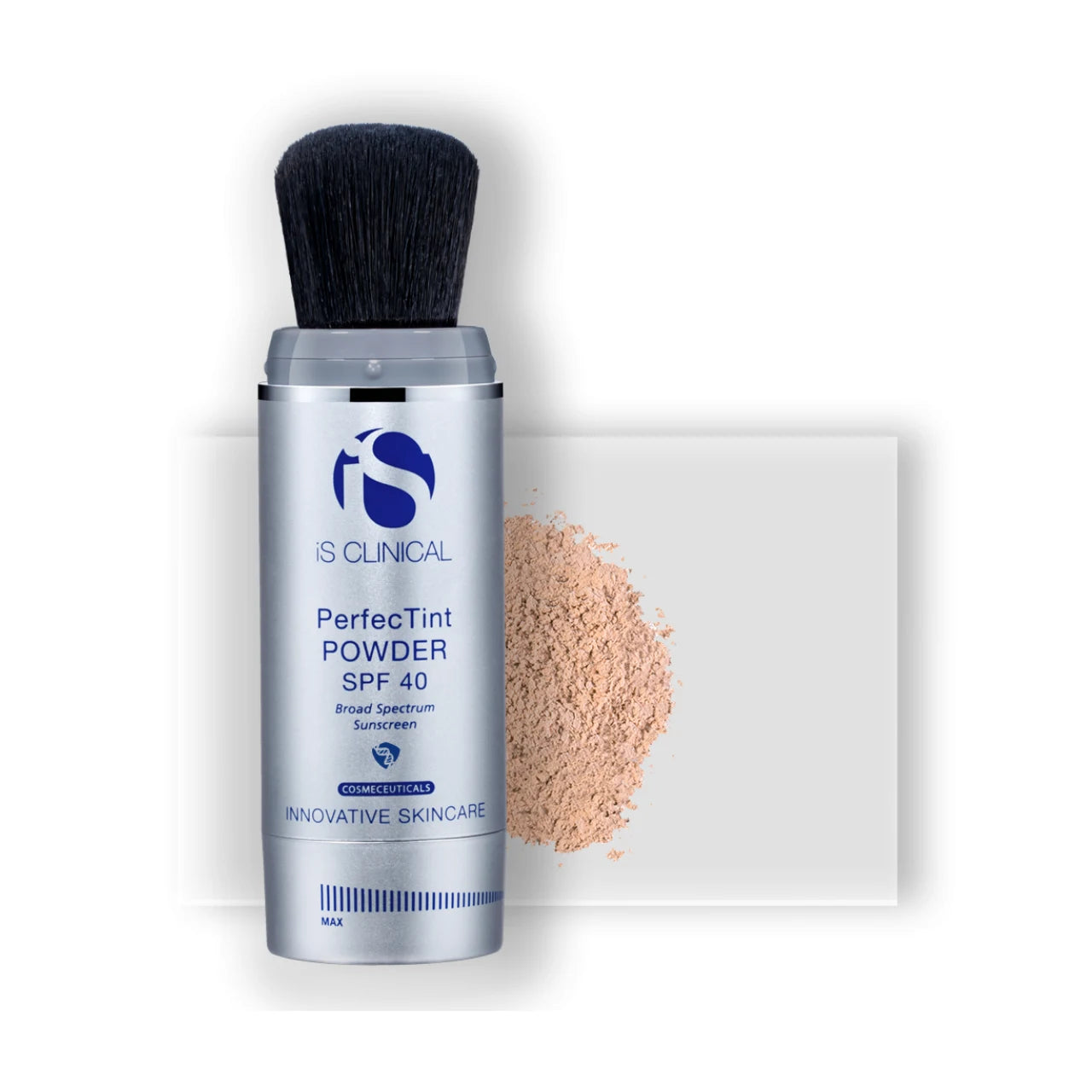 iS CLINICAL PerfecTint Powder SPF 40 in Cream, providing sun protection, oil control, and light coverage for a natural matte look.