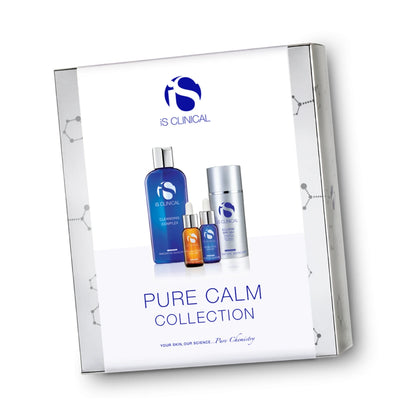 iS CLINICAL Pure Calm Collection for calming sensitive skin, reducing redness, hydrating deeply, and restoring a healthy, radiant complexion.