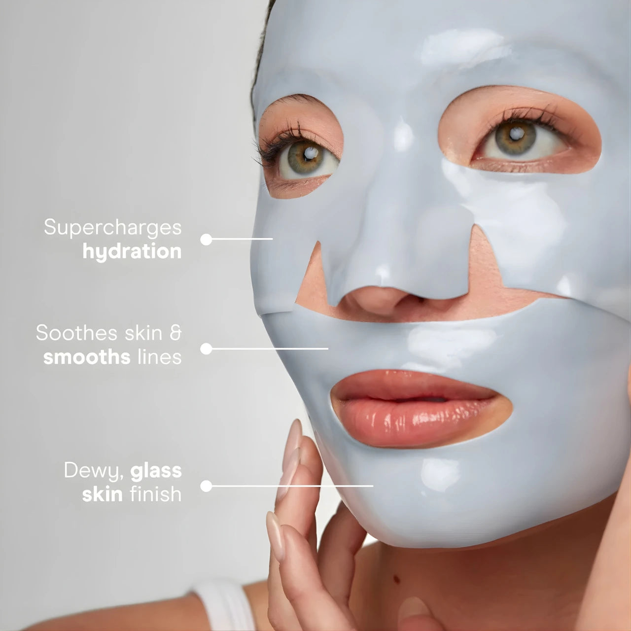 Hydrating NuFACE IonPlex Hydra-Gel Mask revives dry, dull skin with moisture-rich ingredients, improving radiance and texture for a smooth, glowing finish.