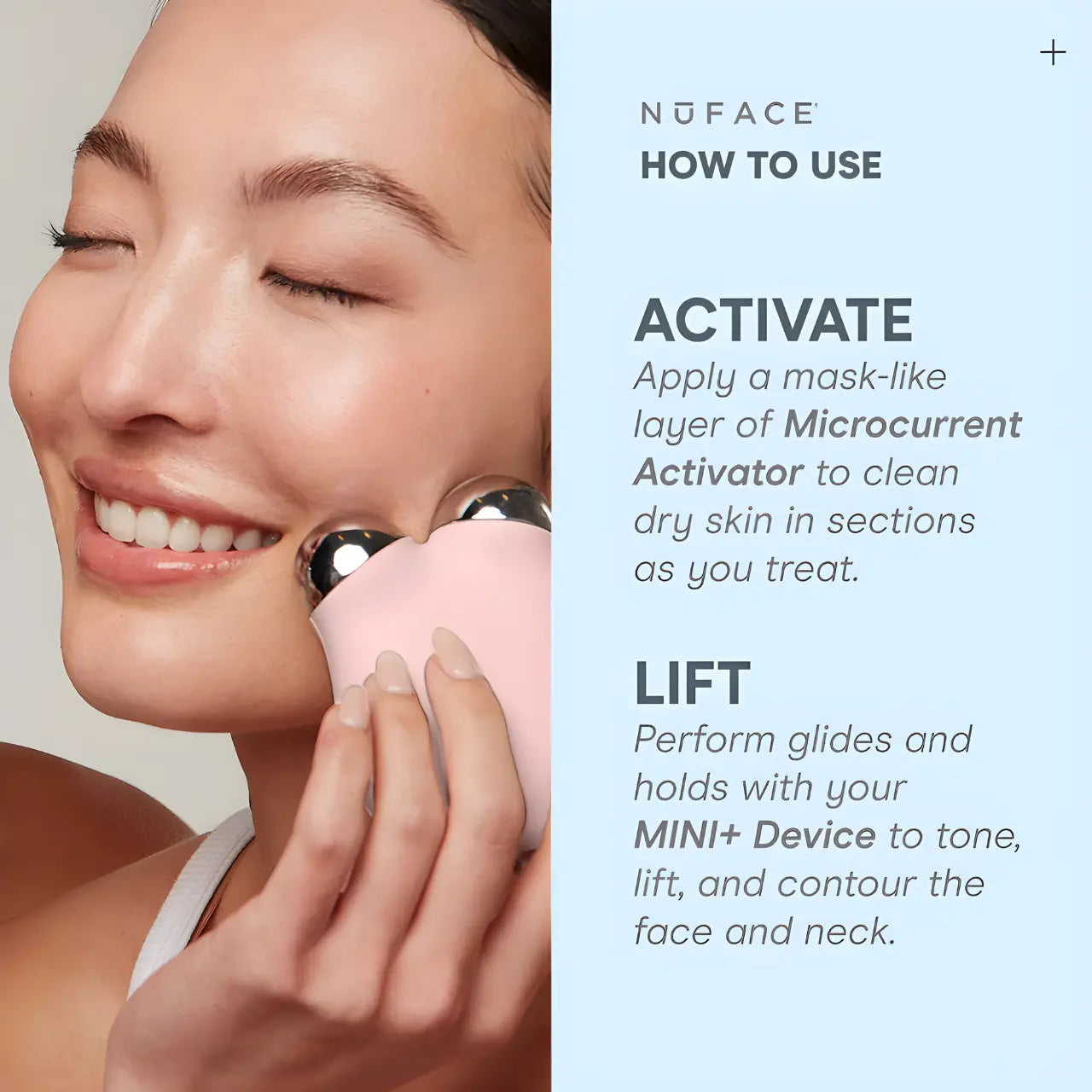 NuFACE MINI+ Starter Kit Smart Petite Microcurrent Facial Toning Device How to Use